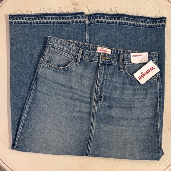 Wrangler Tall Front Slit Retro Blue Denim Long Maxi Skirt NWT - Picture 7 of 13
